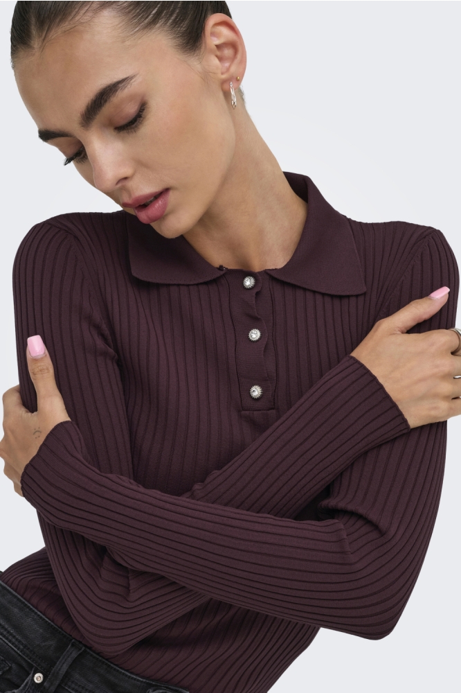 ONLELISA L/S RIB POLO RP KNT 15355354 WINETASTING